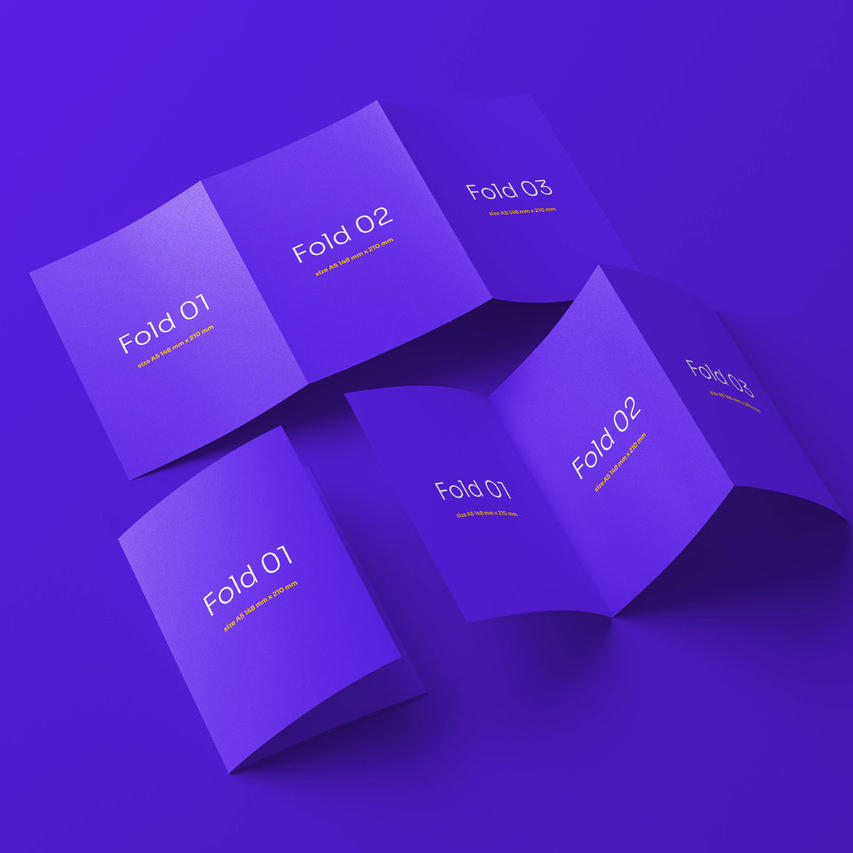 紫色折页宣传单样机