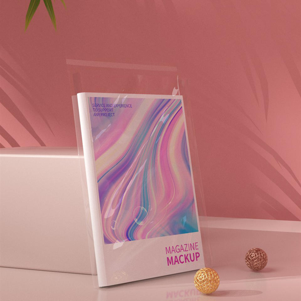 带塑料透明包装杂志样机