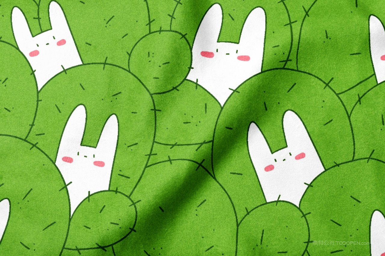 【1387期】绿色小白兔印花图案婴儿口水巾手帕样机  (3).tif