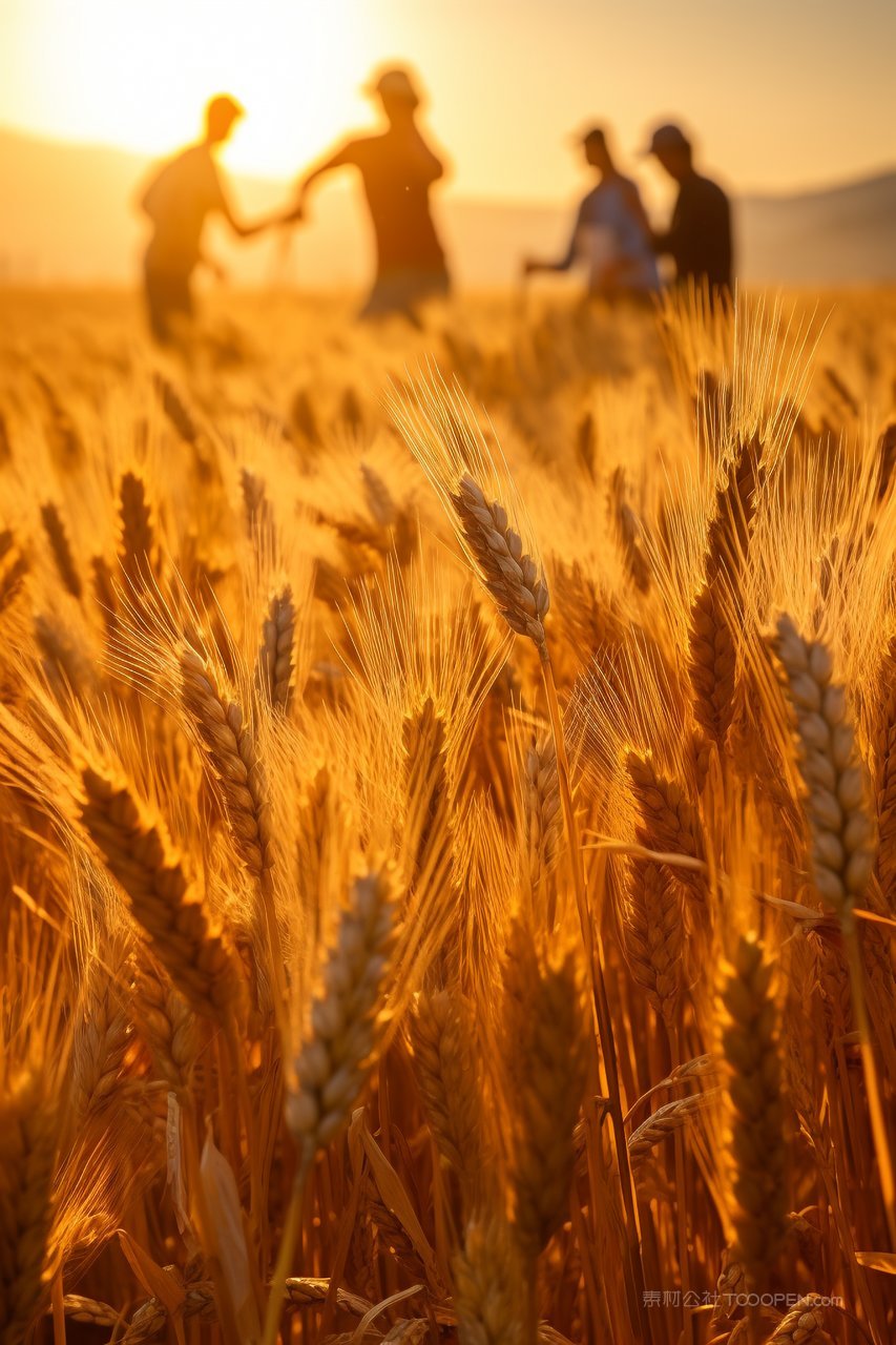 金黄色成熟的小麦麦田粮食收成