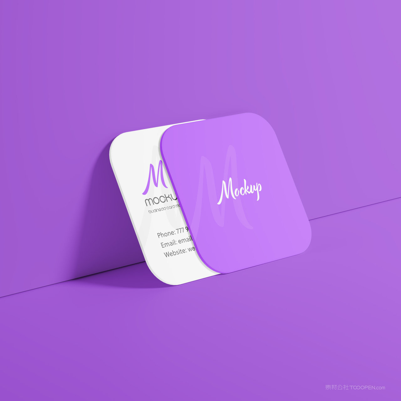 靠在墙上的方形名片贴图样机