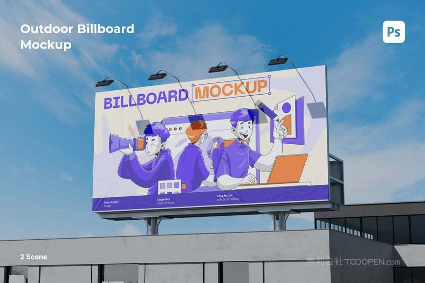 屋顶上广告牌样机