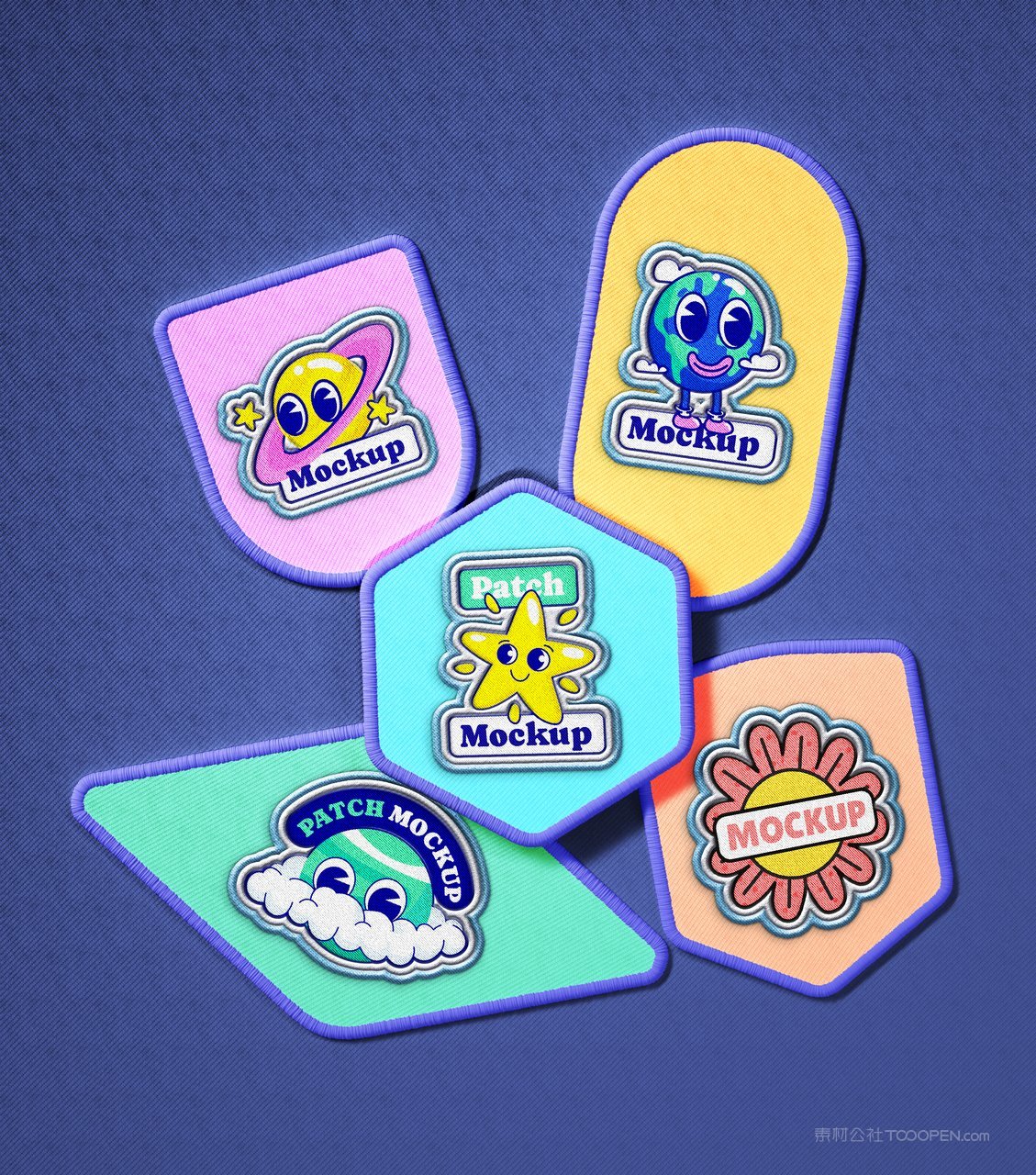 【1634期】卡通圆形方形六边形刺绣徽章样机 (28)