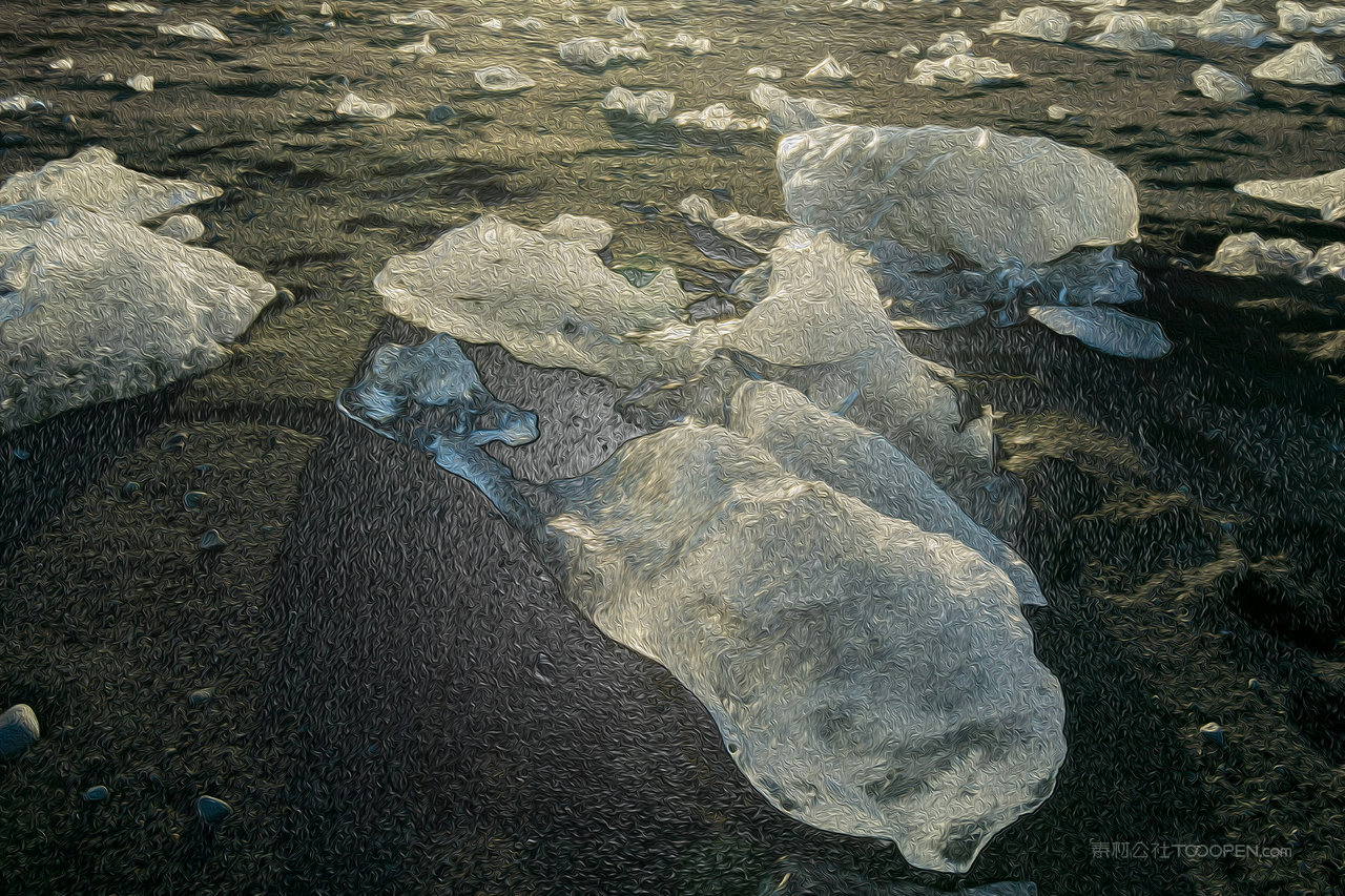 冰块冰川湖泊风景画图片