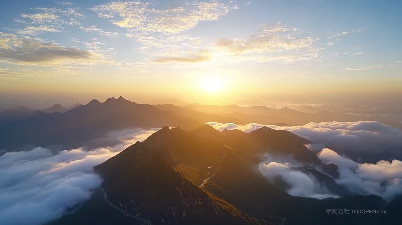 高山群山山峰唯美风景意境天空宁静