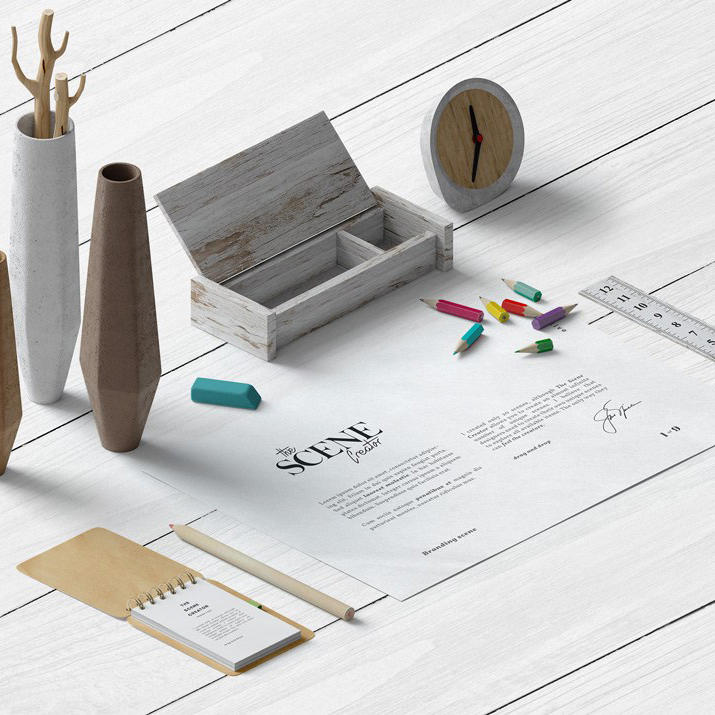 名片盒信纸便签纸场景样机