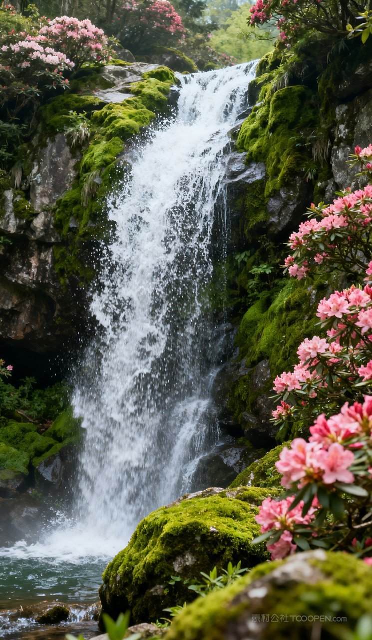 春天风景山峰自然唯美春季河流天空山水