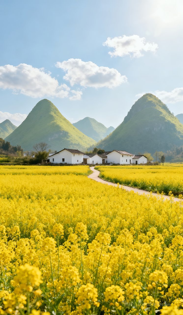 风景天空河流山峰唯美山水春天自然