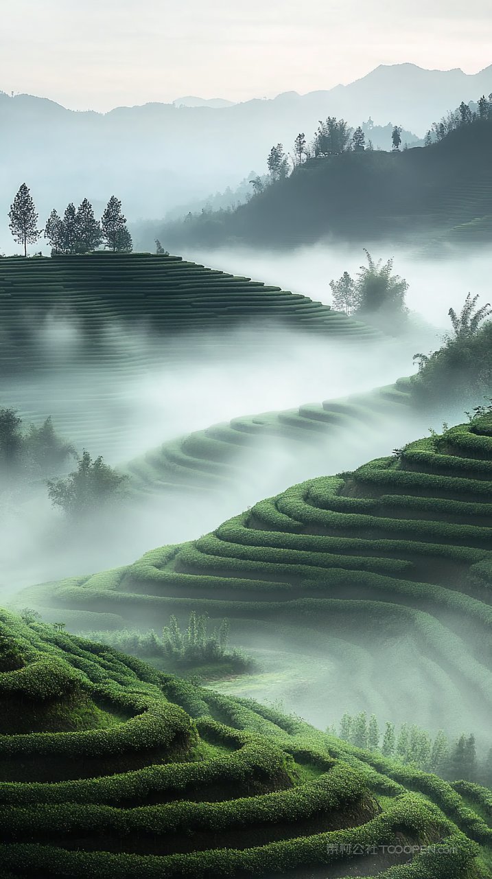 高山山脉唯美天空群山意境风景山峰宁静
