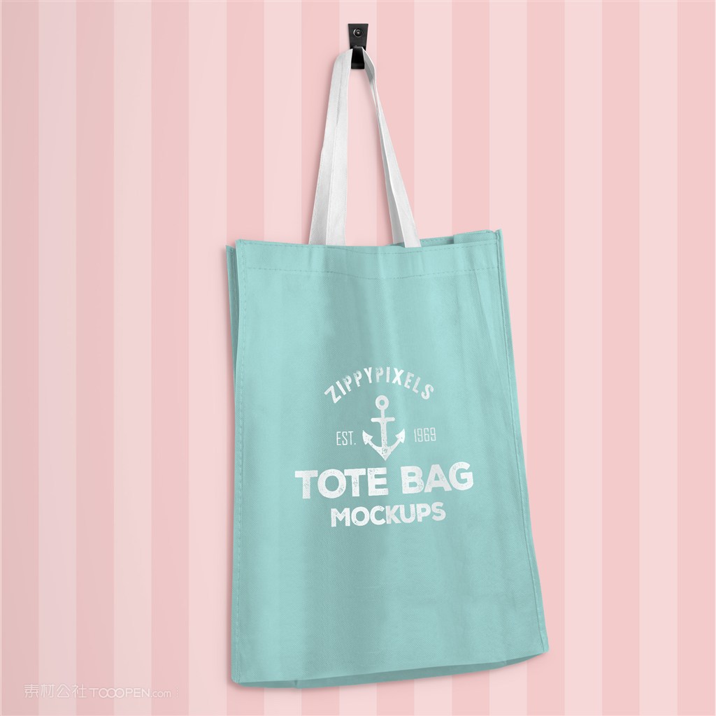 蓝色手提袋样机