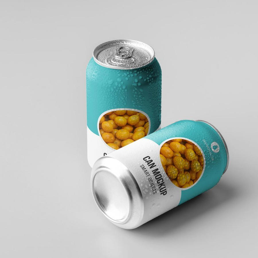 两个易拉罐啤酒饮料包装展示样机 (3)