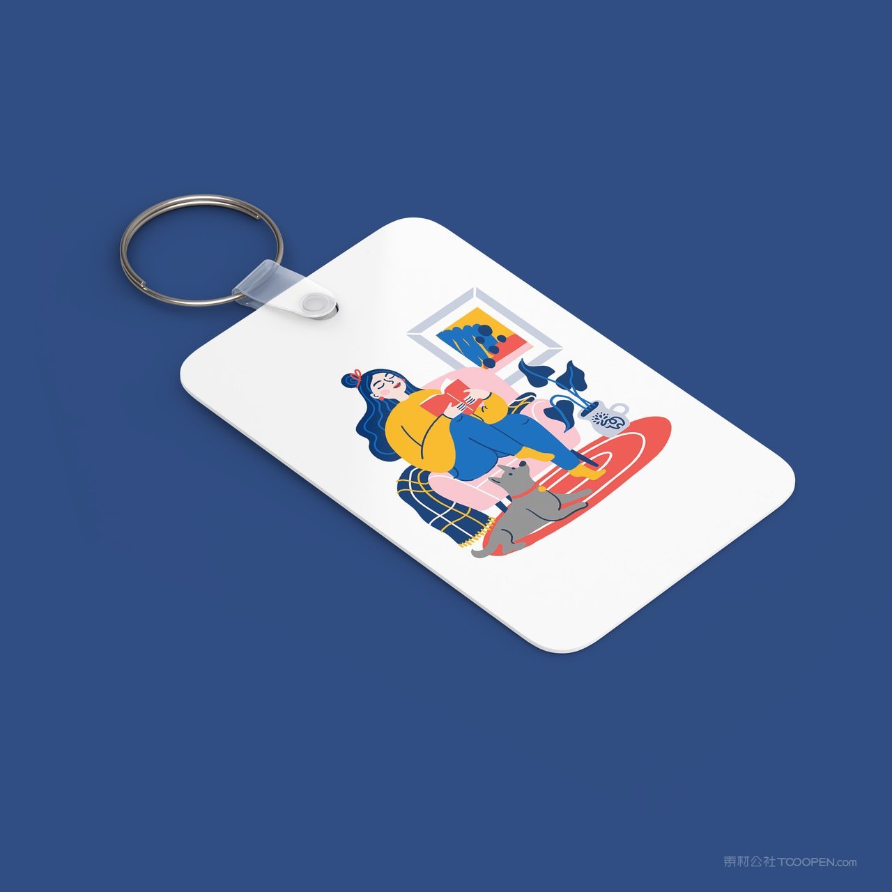 钥匙圈门卡蓝色品牌vi展示贴图一键样机
