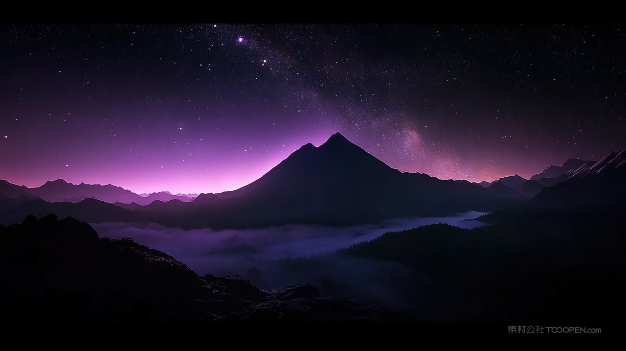 山脉天空风景唯美宁静自然群山山峰高山
