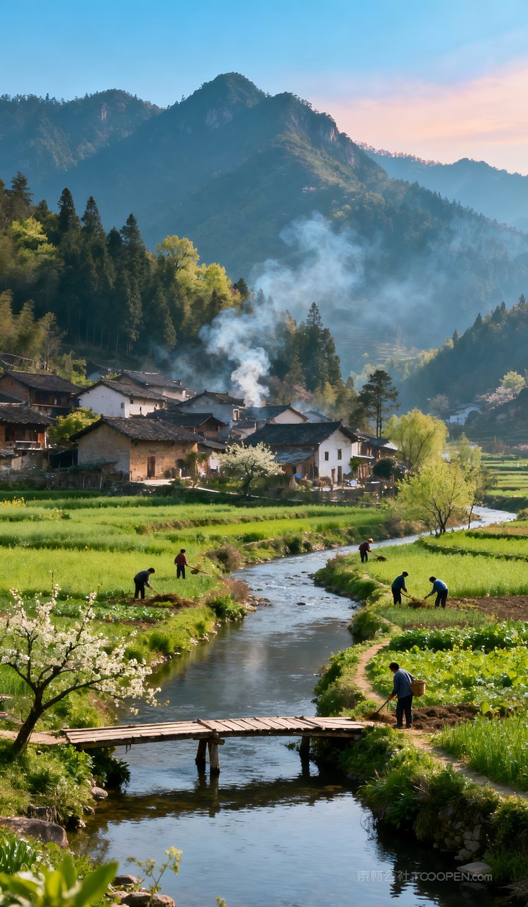 山峰风景山水唯美自然天空河流春天