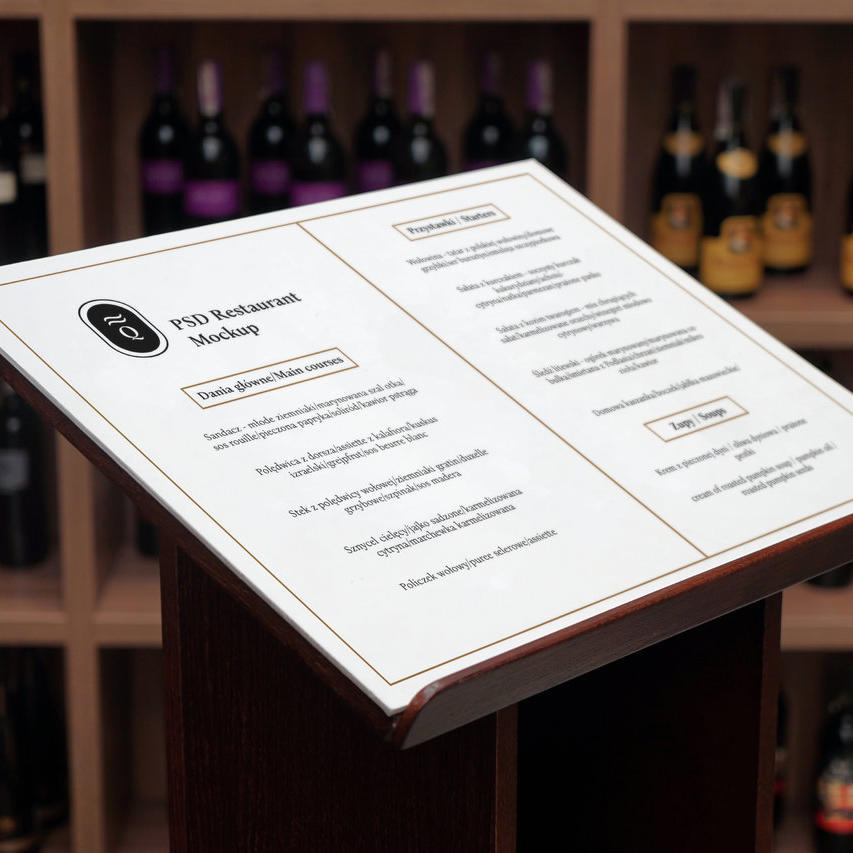 红酒背景酒水单PSD样机