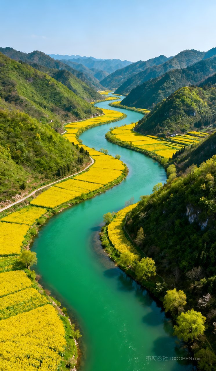 天空风景河流自然山水山峰春天唯美