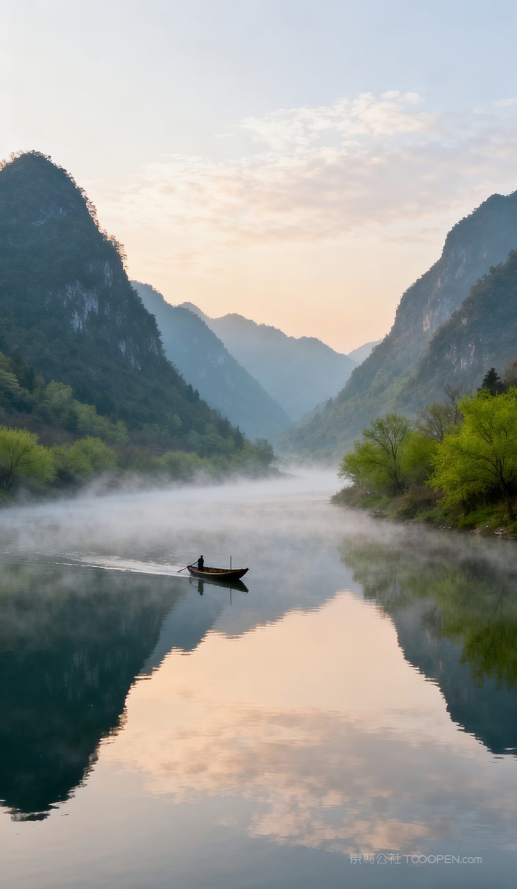 风景河流唯美自然山峰天空春天山水