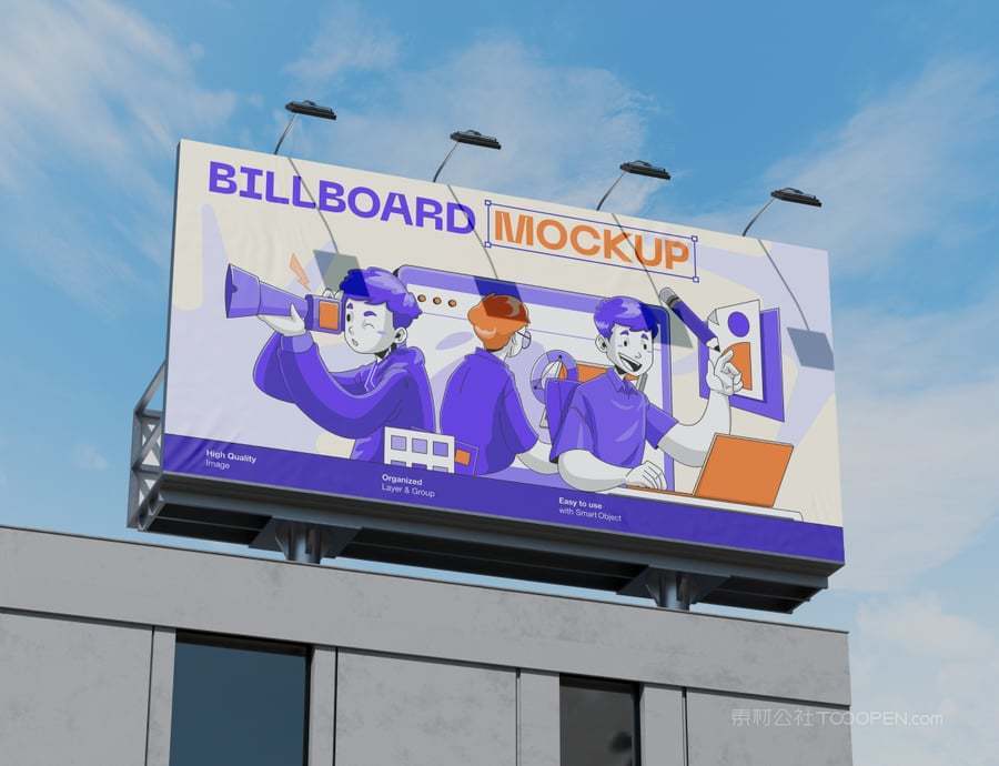 屋顶上广告牌样机
