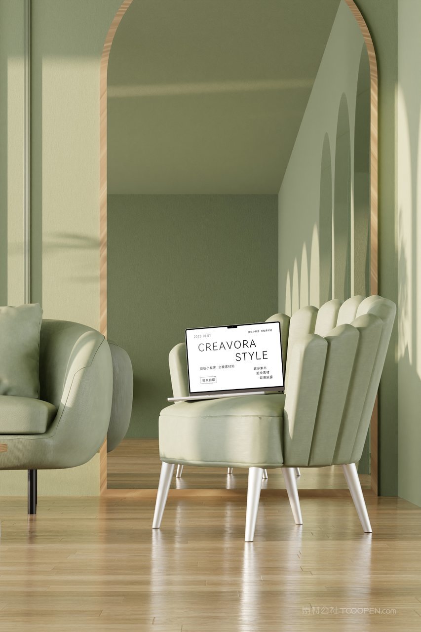 清新绿极简作品集展示ui界面app设计效果样机 (8)