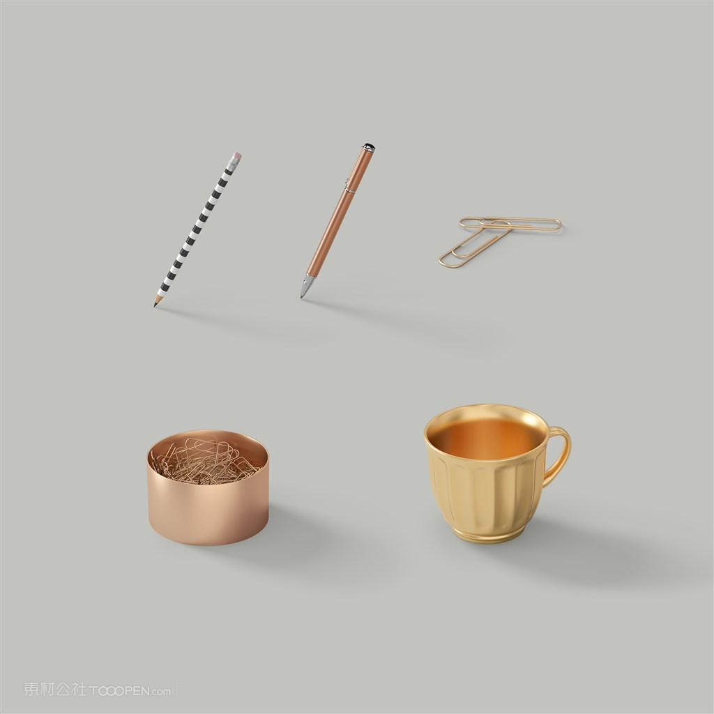 杯子铅笔回形针样机素材