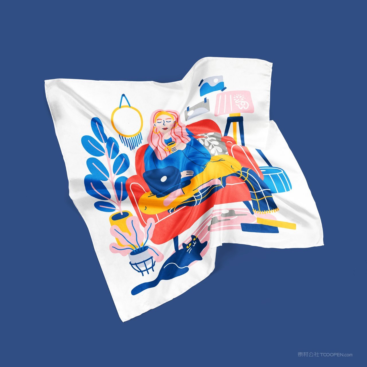 手帕蓝色品牌vi展示贴图一键样机