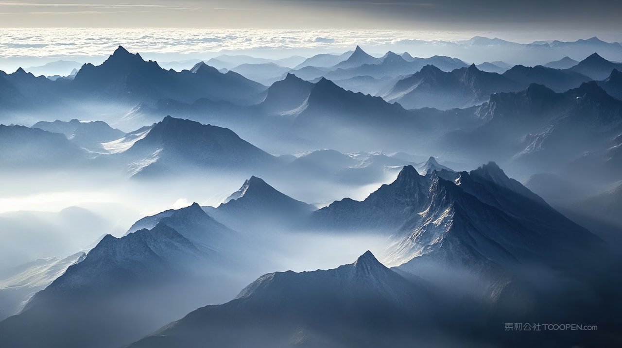 山脉宁静天空风景唯美群山自然景观山峰景色