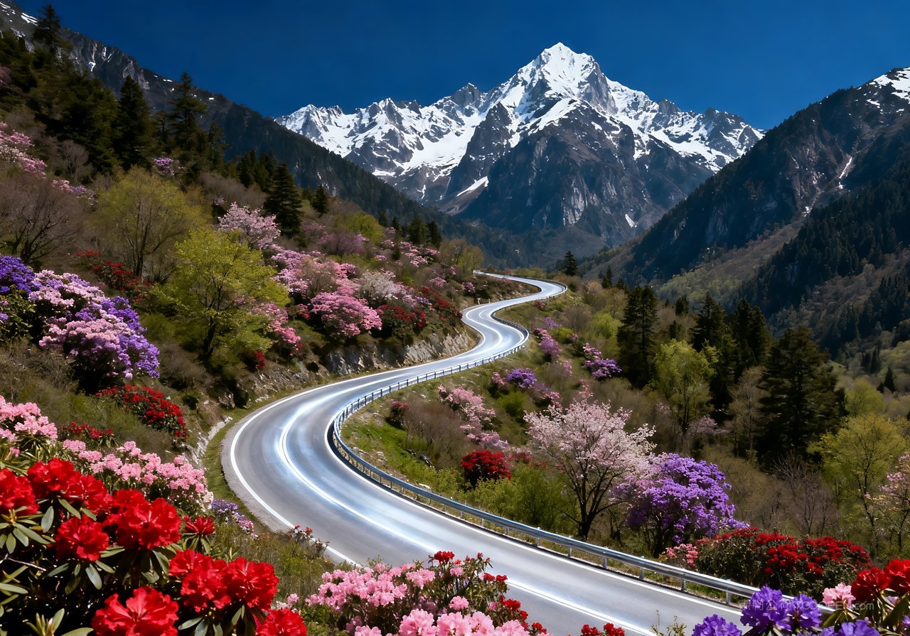 风景天空河流唯美山水山峰意境春季