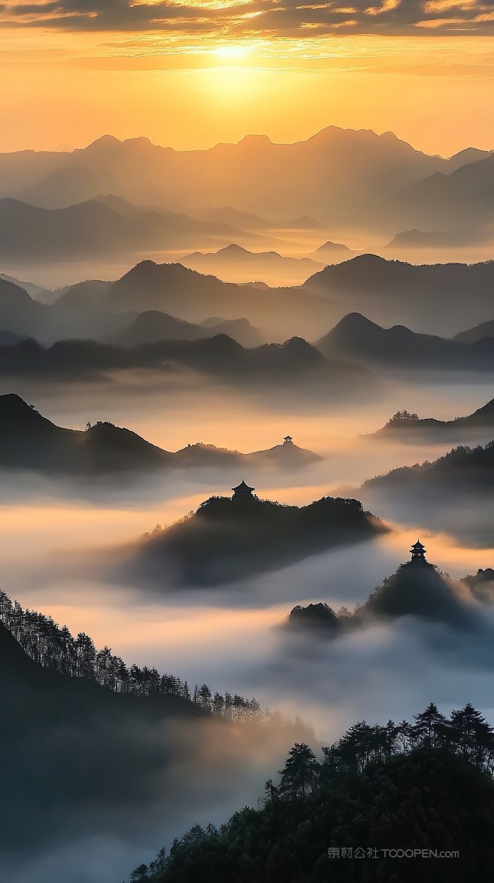 山峰唯美风景群山意境天空景观