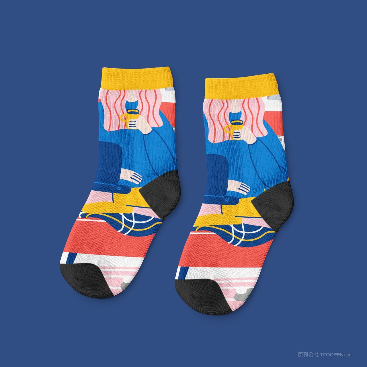 袜子蓝色品牌vi展示贴图一键样机