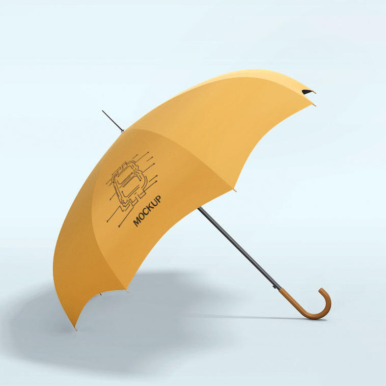 黄色直杆雨伞智能贴图样机