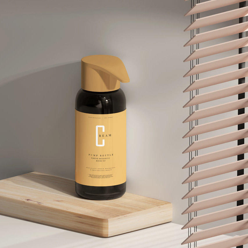 琥珀色玻璃泵瓶样机