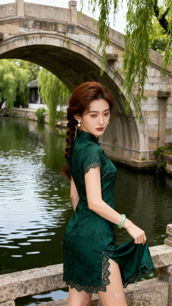 女性美女旗袍模特性感长腿国风气质