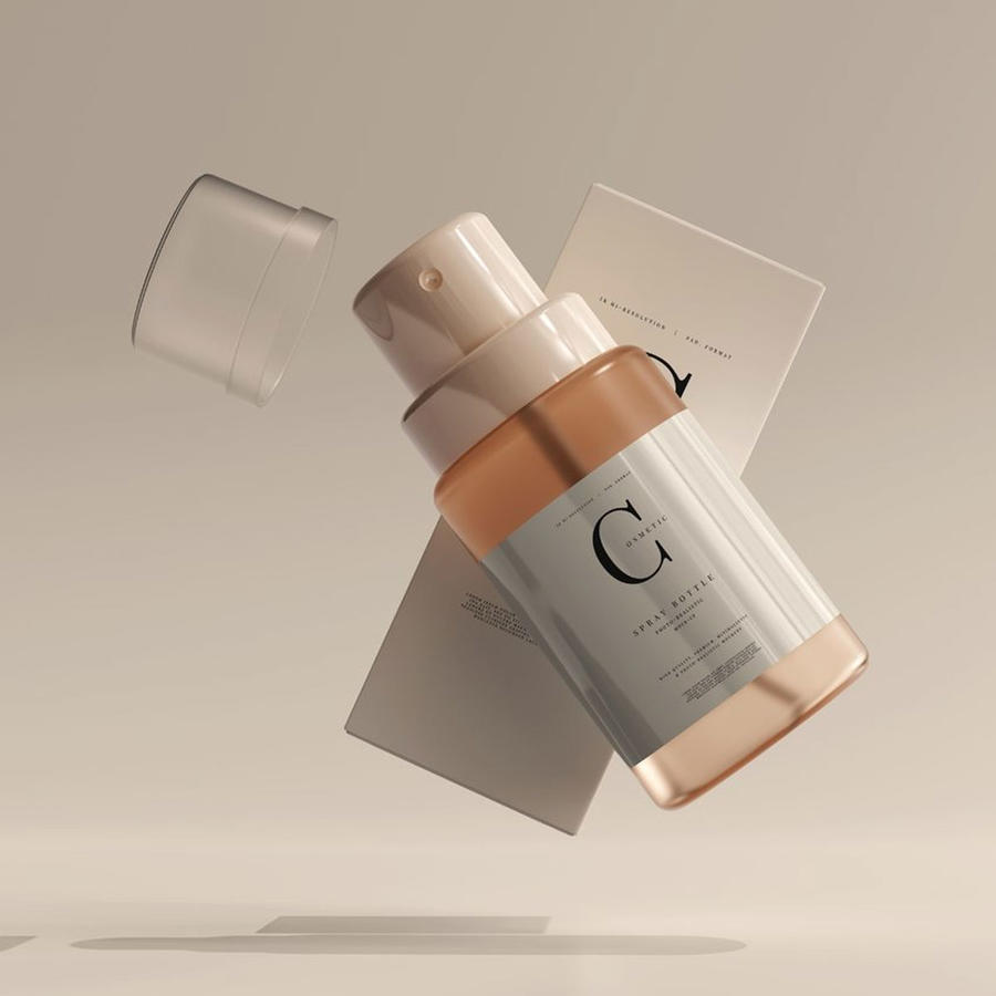 美妆护肤品按压喷雾瓶纸盒包装提案设计样机 (8)