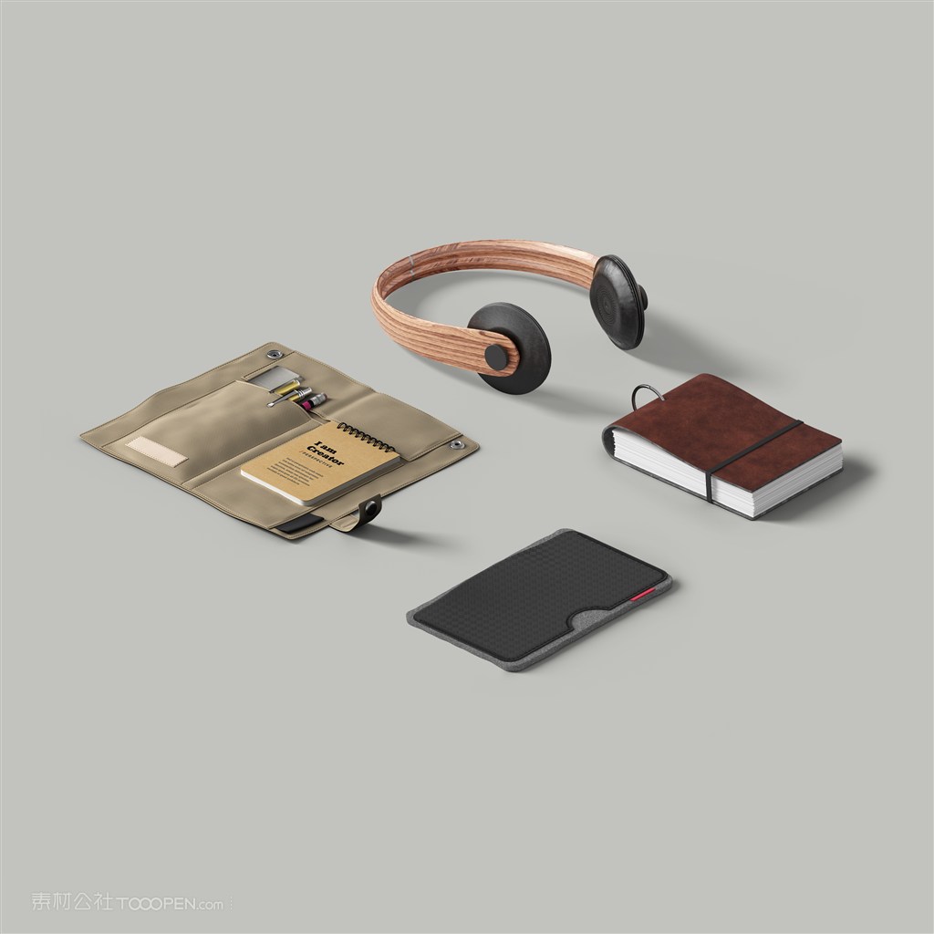 耳机笔记本笔袋样机素材