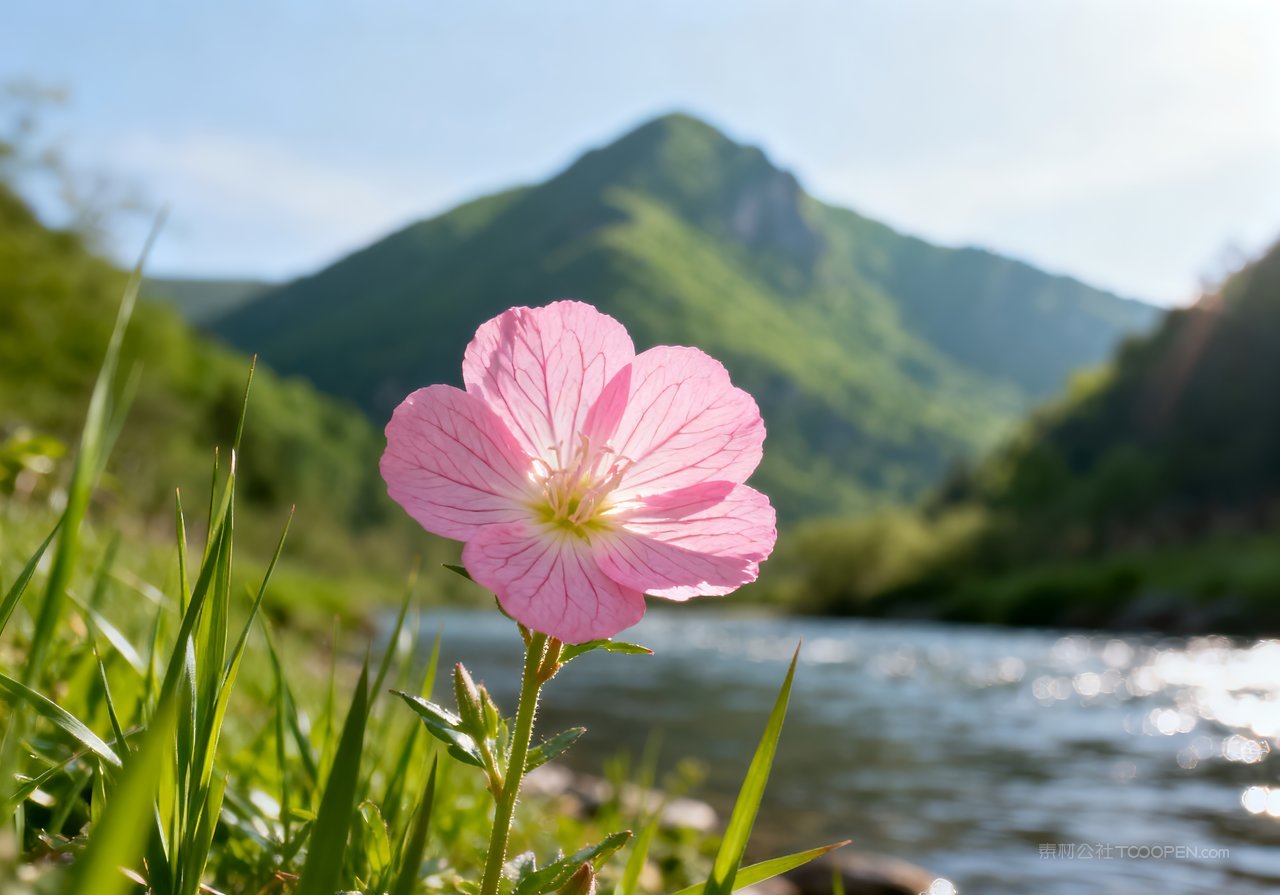 山峰风景唯美河流天空春意春天意境