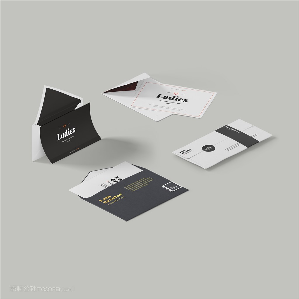 信封信纸邀请函卡片样机素材