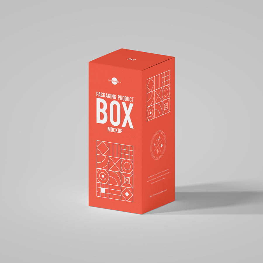 方管立体体桔色包装盒样机模型