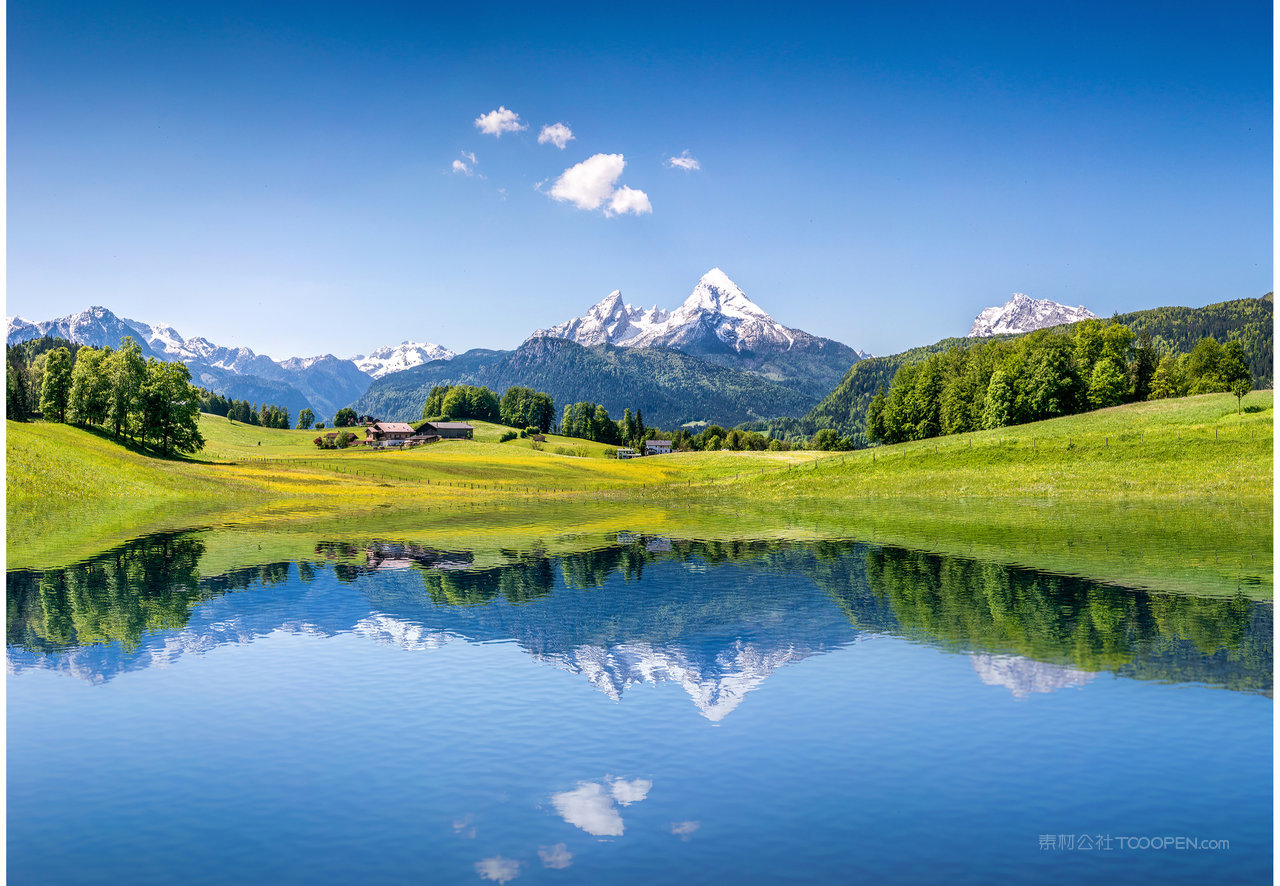 瑞士山脉山水风景画