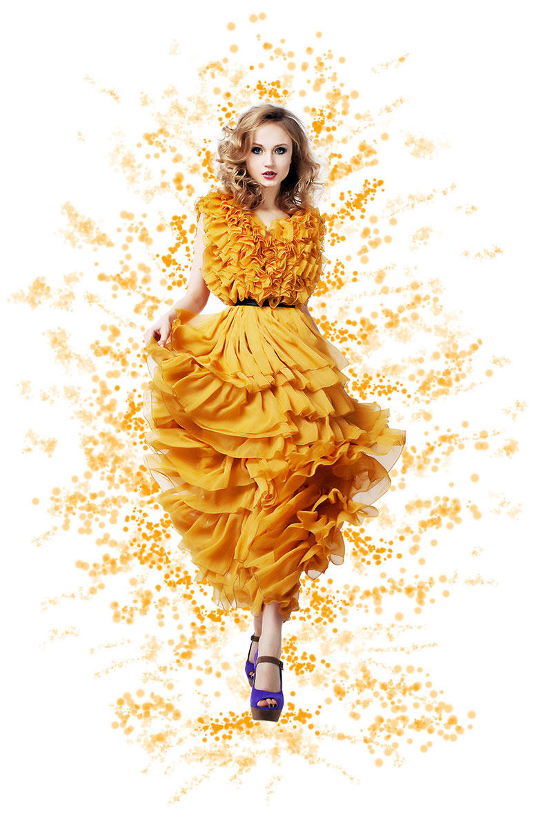 黄色连衣裙时尚美女图片