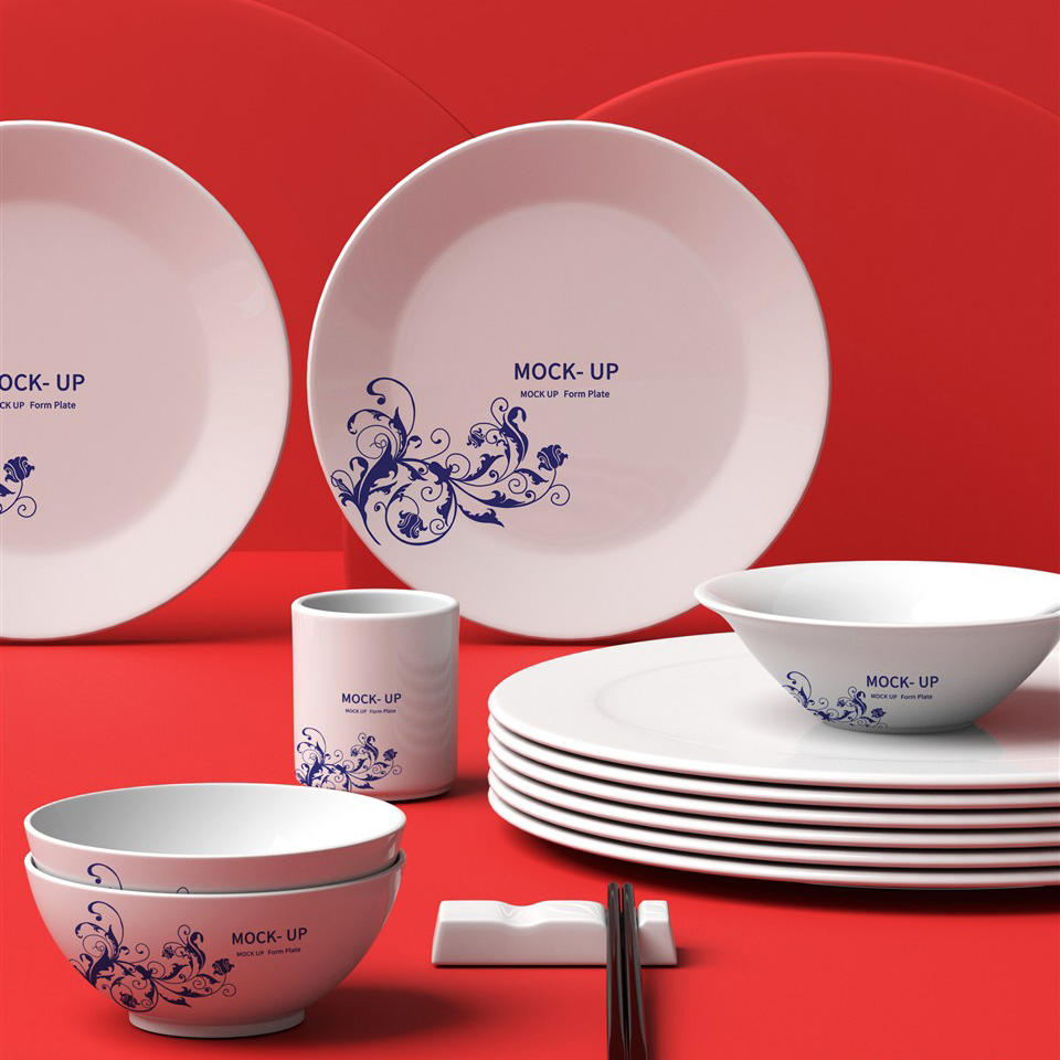 白色陶瓷餐具样机