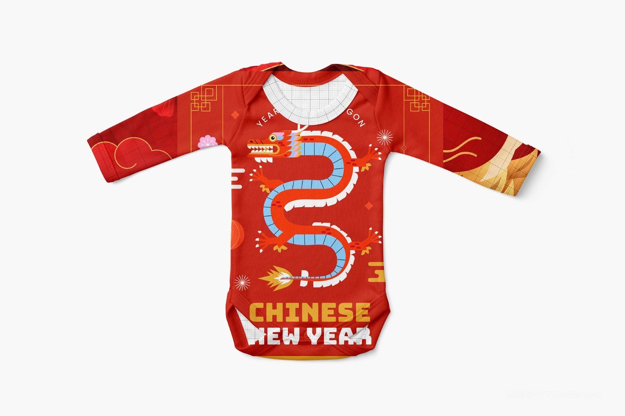 【1387期】2024年红色龙年婴儿抱背睡袋图案印花样机 (4)
