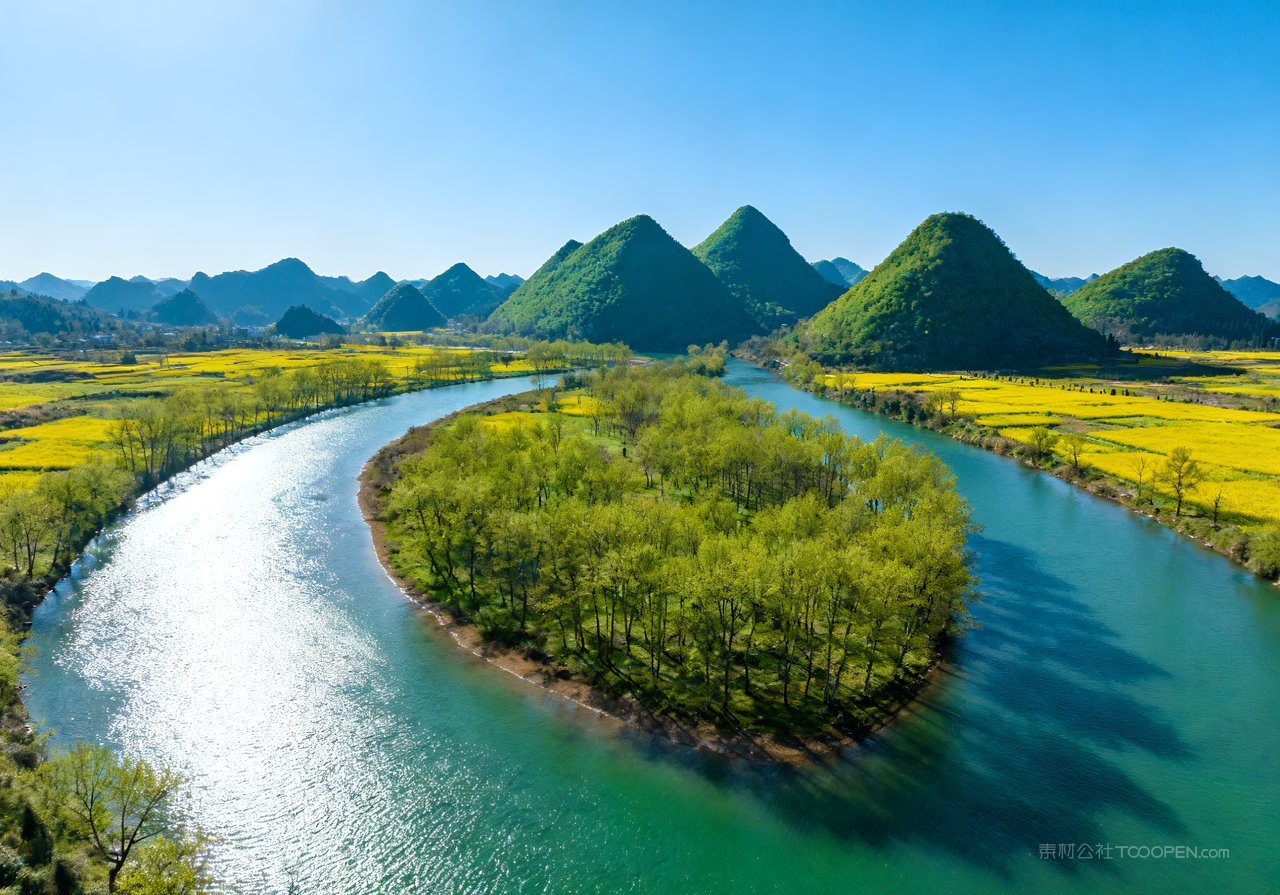 意境唯美风景春天天空山水山峰河流