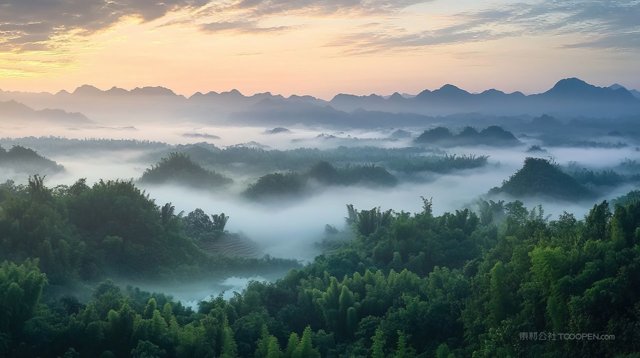高山山峰宁静自然天空唯美风景群山山脉