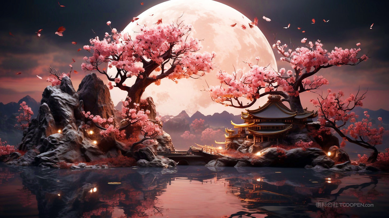 中国风山水画背景图片