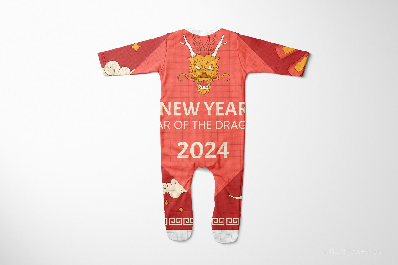 【1387期】2024年红色龙年婴儿爬行服图案印花样机  (10)