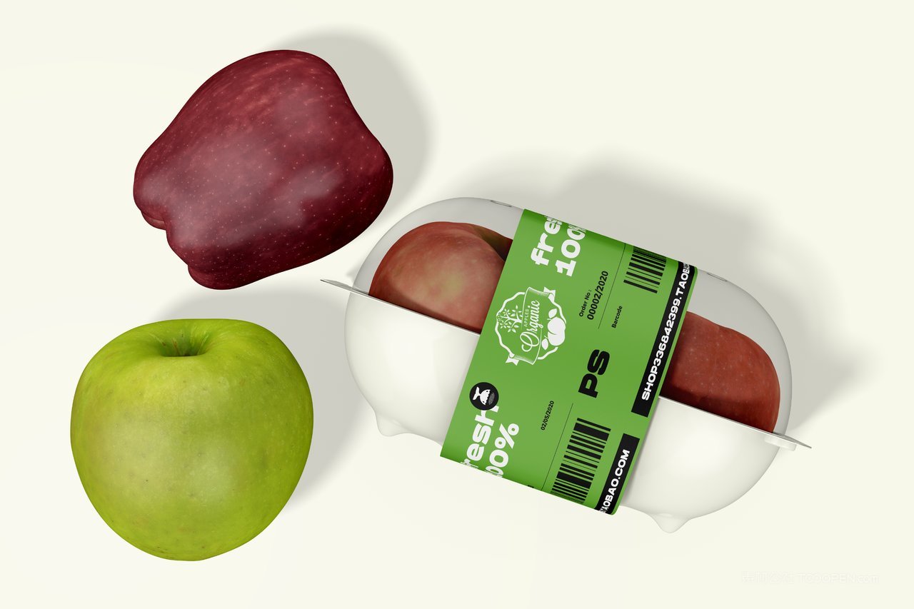 【1252期】苹果一次性透明包装盒绿色水果店品牌vi样机 (11)