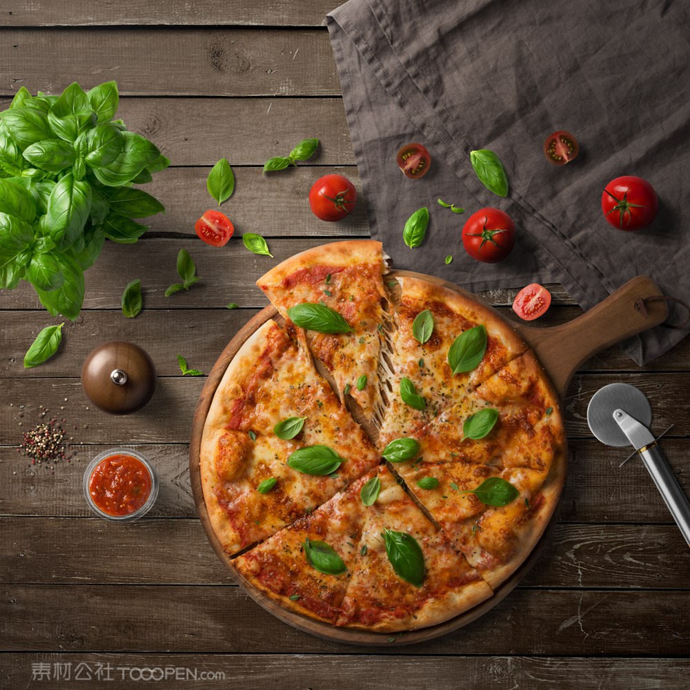植物披萨毛巾食物食材餐饮素材样机