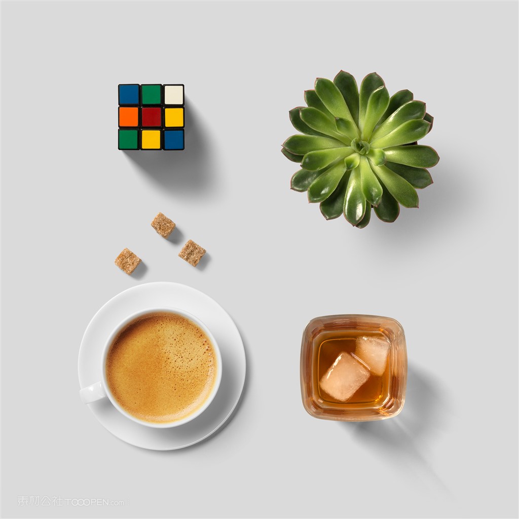 盆栽咖啡魔方样机素材
