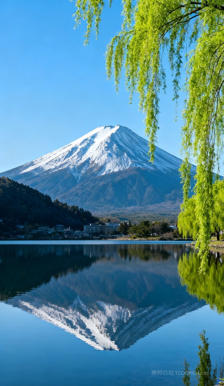 天空春季河流唯美自然风景春天山峰山水