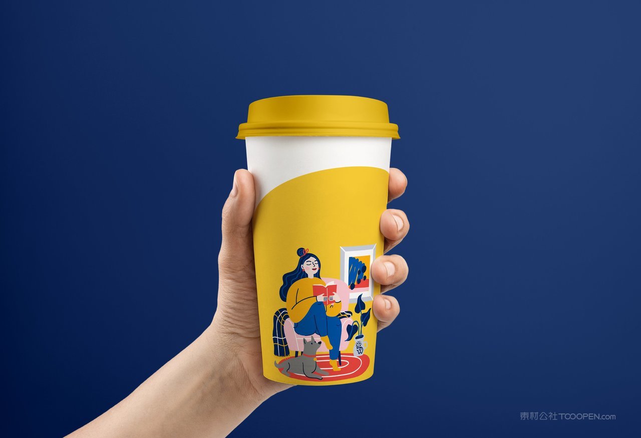 奶茶一次性纸杯蓝色品牌vi展示贴图一键样机
